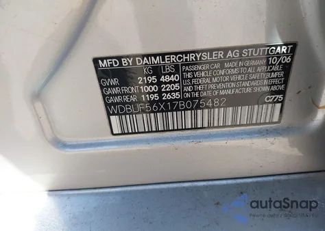 2007 Mercedes-Benz E 350 из США, поврежденный, VIN WDBUF56X17B075482